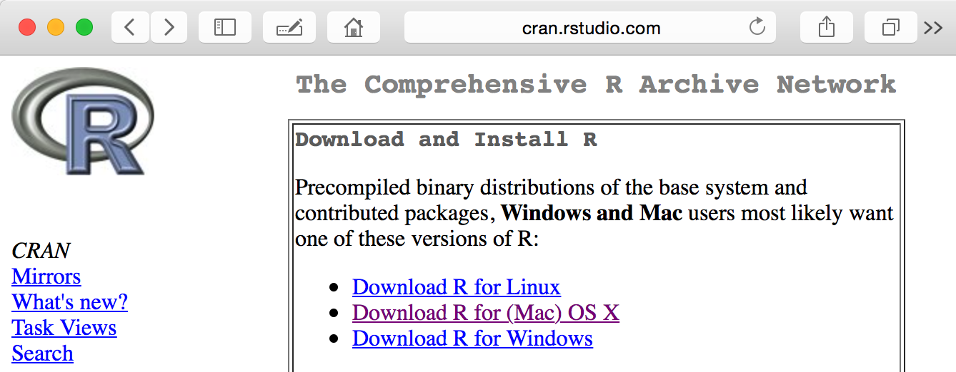 download r for mac os x